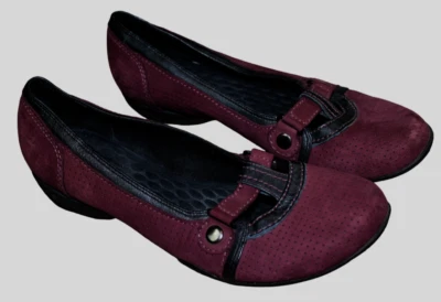 Zapatos Privo Clarks Borgoña Ciruela Gamuza Cuero Mary Jane Pisos Mujer Talla 9.5 M Foto 1 de 4