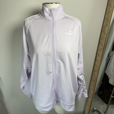 Puma Mujeres XL ~ Púrpura Claro Blanco Tubería Cremallera Completa Chaqueta de Pista Estilo #687946-75 Foto 1 de 4