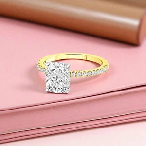2.75 Ct Cushion Cut IGI Lab Grown Diamond Wedding Ring 18K Multi Tone Gold - Picture 1 of 7