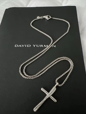 "Collar cruzado de plata de ley con diamantes cadena de 17"" DAVID YURMAN" Foto 1 de 4