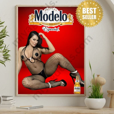 Colombian Girl  Vintage  Beer Poster Modelo Beer 18x24 in sexy girl Bar Decor - Image 1 of 4
