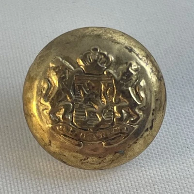 12 Round Plastic Gold Dome Crown Crest Shank Vintage Buttons 24L-5/8"-16mm B239 - Image 1 of 2