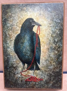 Sandy Tweed 5x7 Print On Wood Block Ltd. Auflage 17/50 Krähe/Rabe signiert - Bild 1 von 10