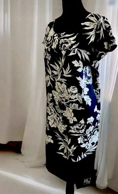 "Vestido Joe Fresh Floral Talla XL Negro Blanco 46"" Busto Hasta la Rodilla Ligero" Foto 1 de 4