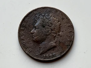United Kingdom George IV 1827 Half Penny Coin - Picture 1 of 2