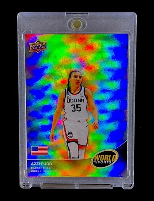 AZZI FUDD RARO REFRACTOR NOVATO HOLO LÁMINA ARCO IRIS cubierta superior no automático - UCONN Foto 1 de 4