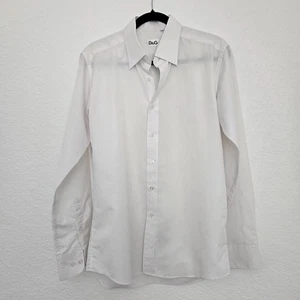 D&G Dolce Gabbana Mens Large 16.5" - 41 White Button Down Collared Dress Shirt - Picture 1 of 7