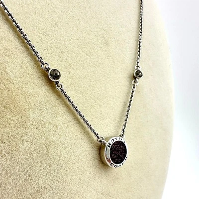 Coach Quartz Drusy Dark Purple Crystal Chrome Finish Silver Tone 18" Necklace - Image 1 of 4