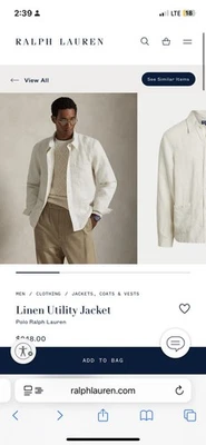 Polo Ralph Lauren Camisa Utilitaria Chaqueta Blanca Talla X-Grande Nueva con Etiquetas Foto 1 de 4