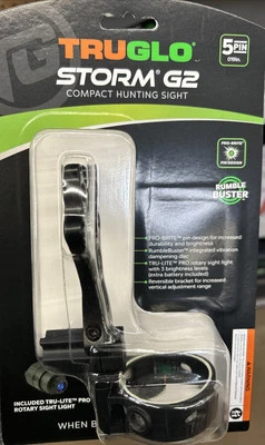 Mira de arco compacta Truglo Storm G2 5 pines .019 caza TG3015BW Tru-Lite ProBrite Foto 1 de 4