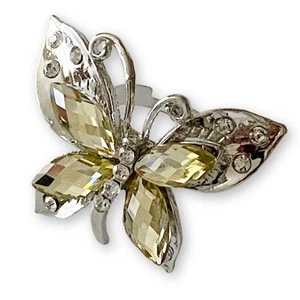 Enorme anillo de colección de piedras preciosas amarillas mariposa ajustable de cóctel - Imagen 1 de 9
