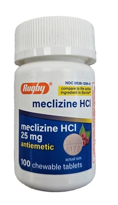 Rugby Meclizine 25mg NON-DROWSY 100ct Cherry Chews -- - Image 1 of 2