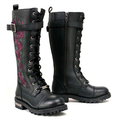 Botas de motocicleta Milwaukee de cuero para mujer de 14 pulgadas hasta la rodilla Foto 1 de 4