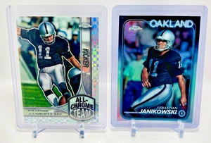 2 CARD LOT - 2024 TOPPS CHROME SEBASTIAN JANIKOWSKI REFRACTOR & XFRACTOR RAIDERS - Picture 1 of 5