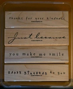 Stampin Up! 2003 lustige Sätze 4er Set Stempel auf Holz Top Zustand - Bild 1 von 2