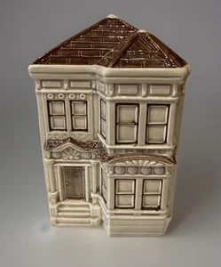 VTG 80s Otagiri Bank Hand Painted Victorian House Brown & Cream Ceramic VGC L@@K - Picture 1 of 7