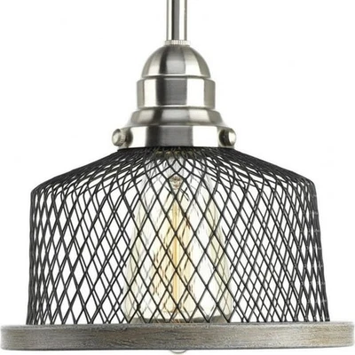Tilley Single Ceiling Light 8 Brushed Nickel Mini-Pendant Metal Mesh P500078-009 - Image 1 of 4