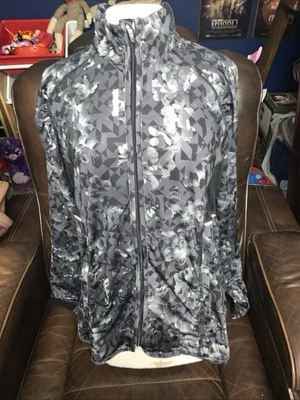 Chaqueta Reebok Cremallera Completa Negra Gris Flores Spandex Mujer’s XXL RN 117927 Foto 1 de 4