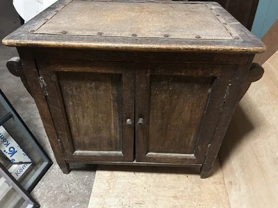 Antiguo gabinete de madera raro del siglo XVIII, cofre/caja de manta de roble inglés Reino Unido  Foto 1 de 4