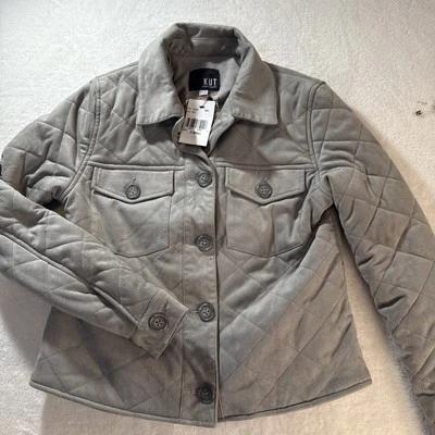 Chaqueta abotonada de gamuza sintética gris Kut From The Kloth talla XS nueva con etiquetas Foto 1 de 4