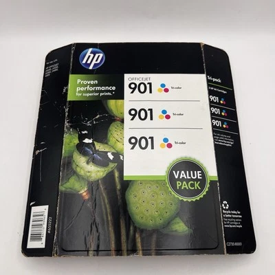 HP 901 Tri-Color Ink Cartridge 3 pack New Sealed Expired Date 2016 - Image 1 of 4