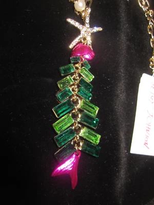 BETSEY JOHNSON ÁRBOL DE PECES ARRECIFE DE VACACIONES COLGANTE LARGO VERDE Foto 1 de 4