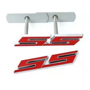 2x OEM Ss Emblem Grille +Decal Badge 3D for Chevy Camaro Series Front Red Chrome - Picture 1 of 3