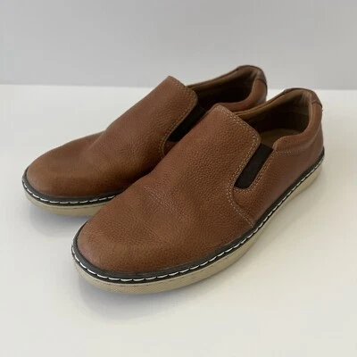 Johnston & Murphy McGuffey Slip-On Brown Pebble Leather Shoes Youth 28-3616 2M - Image 1 of 4
