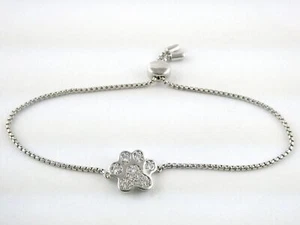 PAJ Designer Sterling Silver Paw Print Adjustable Anklet Bracelet 925 5.9g - Picture 1 of 13