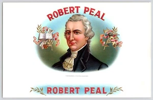 Antique Robert Peal Original Embossed Vintage Unused Cigar Box Label 10x6" - Picture 1 of 5