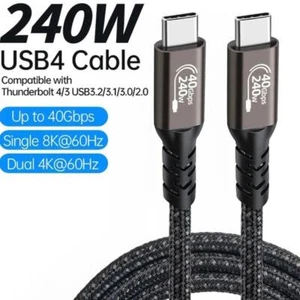 Thunderbolt USB 4 Data Line Type C Cable 8K Projection PD 240w Fast Charging - Picture 1 of 16