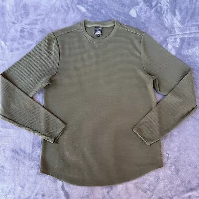 Guess Shirt Mens Medium Olive Green Ribbed Long Sleeve Pullover - Image 1 of 4