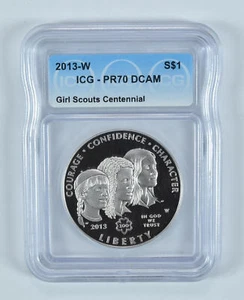 2013-W Girl Scouts Commemorative Silver Dollar PR70 DCAM ICG - Picture 1 of 5