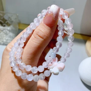Pulsera de cuentas cristalinas de piedra lunar azul fuerte natural de 6 mm AAA - Imagen 1 de 5