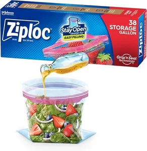 Ziploc Gallon Food Storage Bags, Stay Open Design with Stand-Up Bottom - Picture 1 of 9