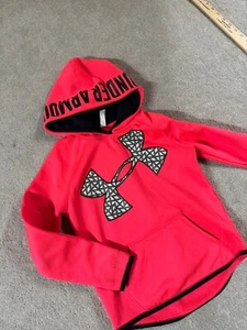 Girls Under Armour Storm Size M Neon  Pink Loose ColdGear Hoodie Sweatshirt EUC - Picture 1 of 9