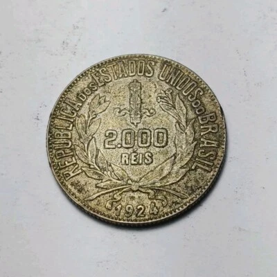 1924 Brazil 2000 Reis - Silver Coin - Liberty Head - Brasil - Image 1 of 4