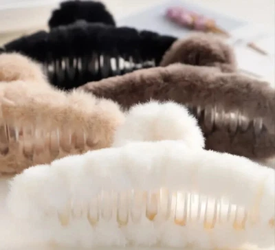 4 Волосы коготь зажим меховой пушистый искусственного меха плюшевый нейтральные цвета продажи помогает собакам кошкам - Изображение 1 из 4
