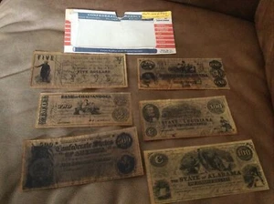 Vintage 1960s Confederate Currency Antique Parchment Reproductions Set B - Picture 1 of 11
