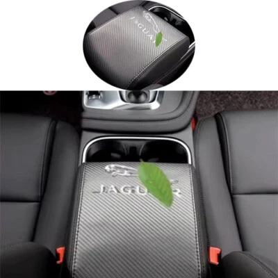 Cubierta de caja reposabrazos de cuero para consola central E-PACE 18-23 para Jaguar fibra de carbono Foto 1 de 4
