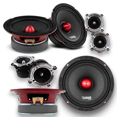 DS18 Pro Combo 4 x 6.5" Midrange X6.4BM Speakers + 2 Pair TW220 Super Tweeters