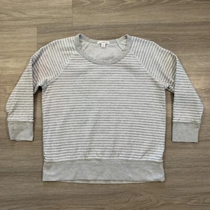 Sudadera estándar James Perse para mujer talla 3 gris a rayas manga 3/4 algodón - Imagen 1 de 9