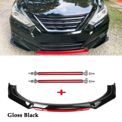 Front Bumper Lip Red Layer Splitter Spoiler Black+Red For Nissan Sentra Sedan - Image 1 of 4