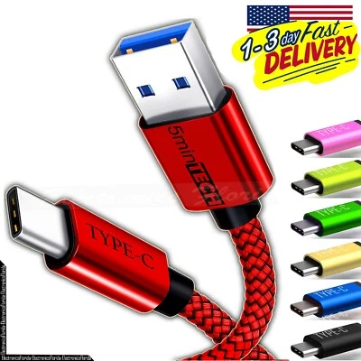 USB-C Fast Charging Cable Nylon Braided Type-C Charger for Galaxy S10 to S24 lot - Image 1 of 4