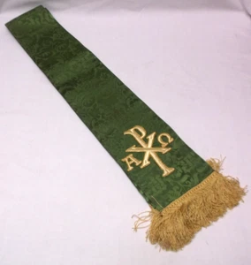 C.M. Almy & Son Out Fitter to Church & Clergy Green/Gold Stole - Picture 1 of 1