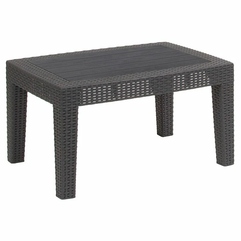 Flash Furniture Dark Gray Faux Rattan Coffee Table