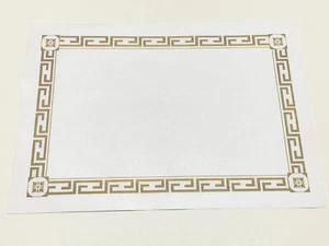 Gold Greek Key Paper Placemats Straight Edge 10x14 50 Per Pack Gold White - Picture 1 of 2