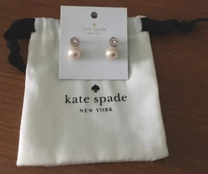 Kate Spade Goldtone Cream/Blush Enamel Pearly Delight Earrings *NWT Dust Bag - Picture 1 of 4