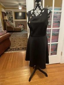 New Jessica Simpson Jet Black sleeveless dress 12 Gold Bling Black zip up - Picture 1 of 9