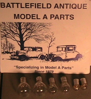 Комплект ламп 1928, 1929, 1930, 1931 модель A Ford 6 В - Изображение 1 из 4